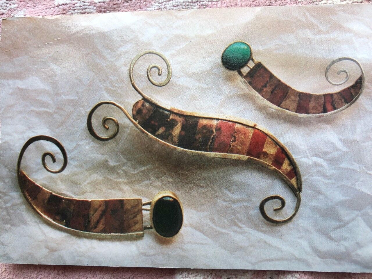 copper brass and silver brooches